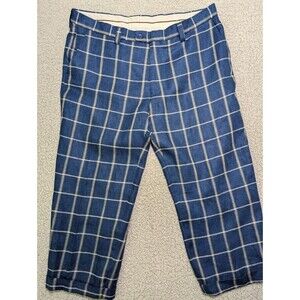 Inserch Linen Pants Blue Plaid 42X25